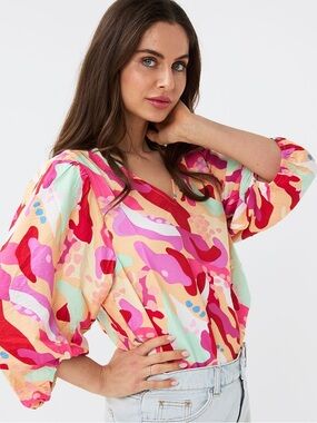 ESQUALO BLOUSE V-NECK HEAT WAVE